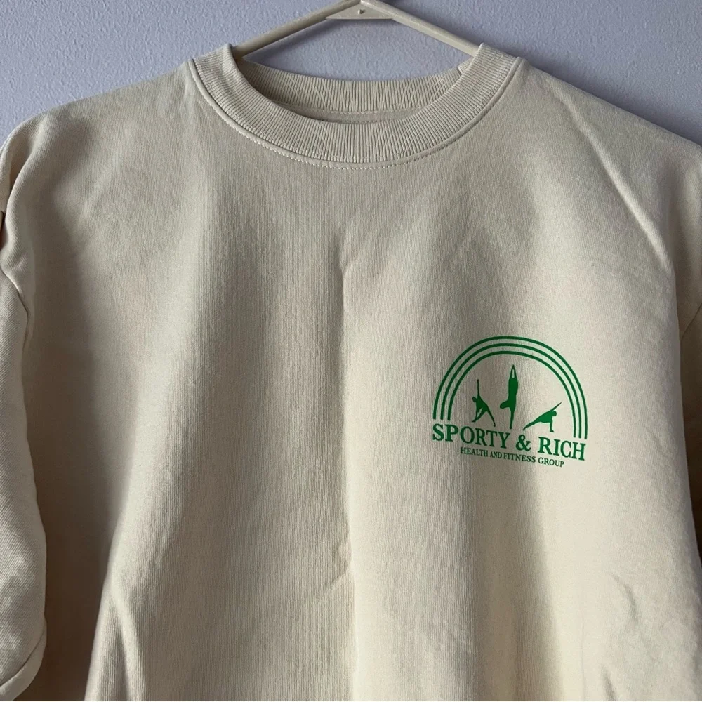 NWT Sporty & Rich Fitness Group Cream Sweatshirt XS - Picture 3 of 10